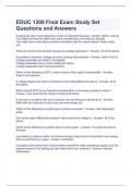 EDUC 1300 Final Exam Study Set Questions and Answers