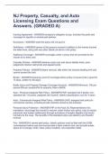 NJ Property, Casualty, and Auto Licensing Exam Questions and Answers. (GRADED A)  