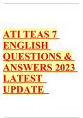 ATI TEAS 7 ENGLISH 2023 LATEST UPDATE 