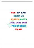 HESI RN INET PROCTORED REAL EXIT EXAM SCREENSHOTS VERSION 5 FOR ALL THE 160 QUESTIONS AND CORRECT ANSWERS ALREADY GRADED A+| LATEST VERSION  