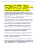 Abnormal Psych Midterm Ch's 1-6, Psych 381 Chapter 1, Topic #1 (Chapters 1-4), Psych 381 Chapter 3, Exam 1 Questions, Abnormal psych exam 1