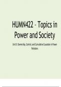 HUMN422 – Topics in Power and Society: Unit 3: Ownership, Control, and Cumulative Causation in Power Relations