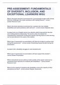 PRE-ASSESSMENT: FUNDAMENTALS OF DIVERSITY, INCLUSION, AND EXCEPTIONAL LEARNERS WGU|UPDATED&VERIFIED|100% SOLVED|GUARANTEED SUCCESS