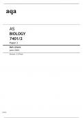 Aqa AS Biology 7401/2 Mark scheme June2022.