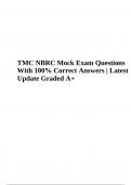 TMC NBRC Final Exam Questions With Correct Answers | Latest Update Graded A+