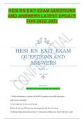 HESI RN EXIT EXAM QUESTIONS AND ANSWERS LATEST UPDATE FOR 2022/ 2023