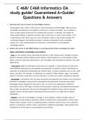 C 468/ C468 Informatics OA  study guide/ Guaranteed A+Guide/  Questions & Answers