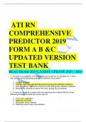 RN VATI COMPREHENSIVE PREDICTOR 2019 FORM A, B, C & D / VATI RN COMPREHENSIVE PREDICTOR 2019 FORM A,B,C &D EACH FORM CONTAINS 180 QUESTIONS AND ANSWERS|AGRADE