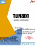 TLI4801 Assignment 1 (COMPLETE ANSWERS) Semester 2 2023 (827464) - DUE 10 August 2023