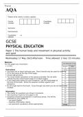 AQA GCSE PHYSICAL EDUCATION Paper 1 MAY 2023 QUESTION PAPER: The human body and movement in physical activity and sport