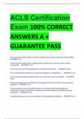 ACLS Certification  Exam 100% CORRECT  ANSWERS A +  GUARANTEE PASS