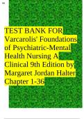 TEST BANK FOR Varcarolis' Foundations of Psychiatric-Mental Health Nursing A Clinical 9th Edition by Margaret Jordan Halter Chapter 1-36