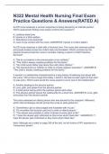 N322 Mental Health Nursing Final Exam Practice Questions & Answers(RATED A) 