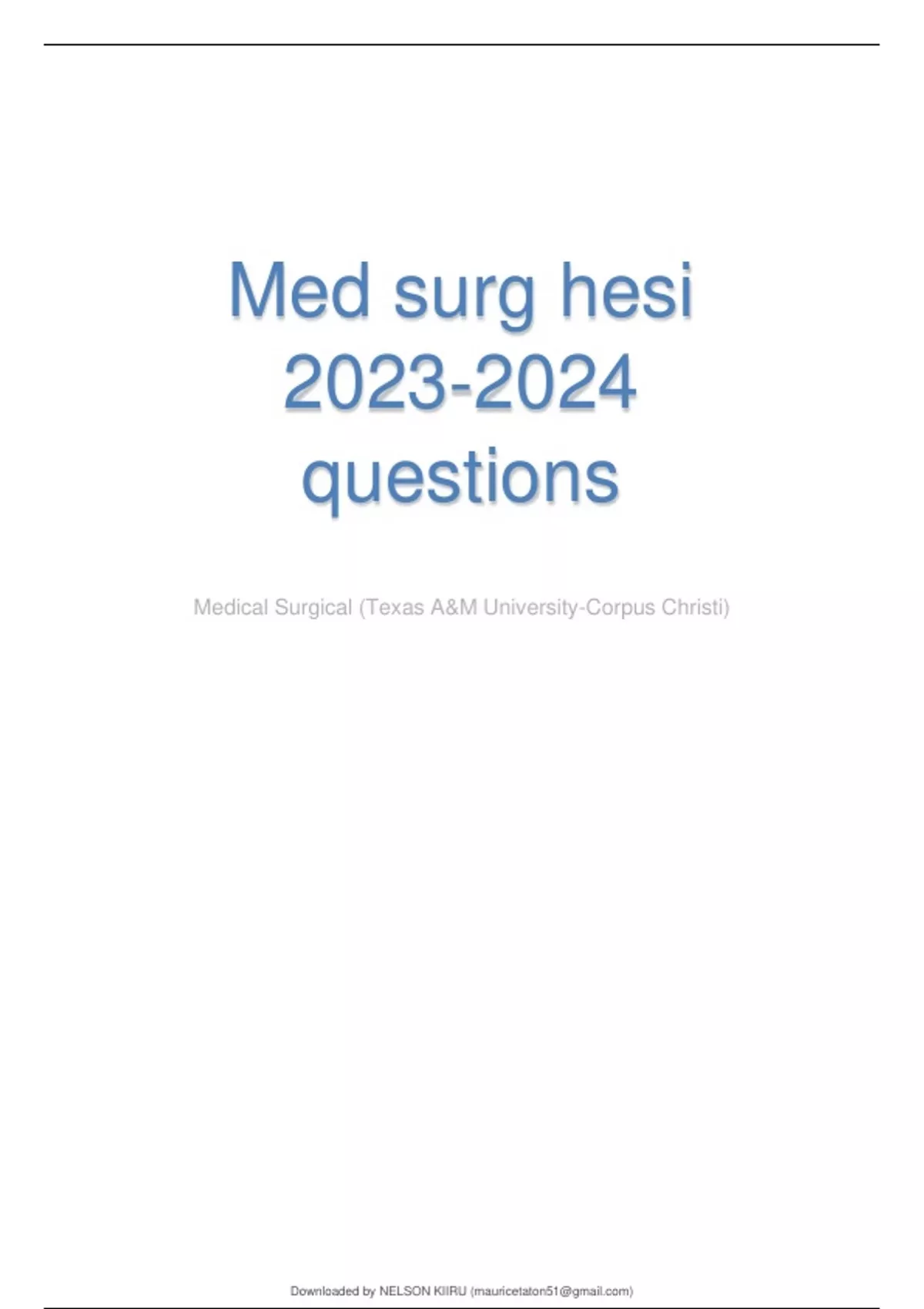 Med surg hesi 20232024 questions Med surg hesi Stuvia US