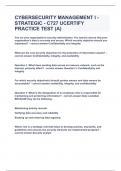 CYBERSECURITY MANAGEMENT I - STRATEGIC - C727 UCERTIFY PRACTICE TEST (A)|UPDATED&VERIFIED|100% SOLVED|GUARANTEED SUCCESS