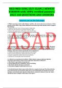 HESI MED SURG EXIT EXAM 2 NEWEST VERSION-with 100% verified answers2023 160 QUESTIONS AND ANSWERS