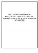 TEST BANK FOR FINANCIAL ACCOUNTING, 16TH EDITION, CARL WARREN, CHRISTINE JONICK, JENNIFER SCHNEIDER COMPLETE ALL CHAPTERS 