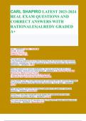 CARL SHAPIRO LATEST 2023-2024 REAL EXAM QUESTIONS AND CORRECT ANSWERS WITH RATIONALES|ALREDY GRADED A+