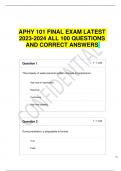 APHY 101 FINAL EXAM LATEST 2023-2024 ALL 100 QUESTIONS AND CORRECT ANSWERS 