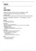 AQA AS HISTORY Religious conflict and the Church in England, c1529–c1570 Component 2D MAY 2023 QUESTION PAPER: The break with Rome, c1529–1547