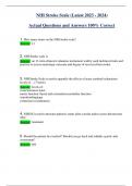 NIH Stroke Scale (Latest 2023 - 2024) Actual Questions and Answers 100% Correct