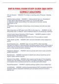 EMT-B FINAL EXAM STUDY GUIDE Q&A WITH  CORRECT SOLUTIONS 100% VERIFIED.,