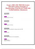 Exam 1: PRN 1381/ PRN1381 (Latest 2023/2024 Update) Principles of Pharmacology Exam Review| Guide with Verified Solutions | Rasmussen