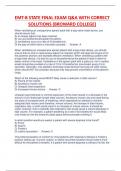 EMT-B STATE FINAL EXAM Q&A WITH CORRECT  SOLUTIONS (BROWARD COLLEGE) RATED A.
