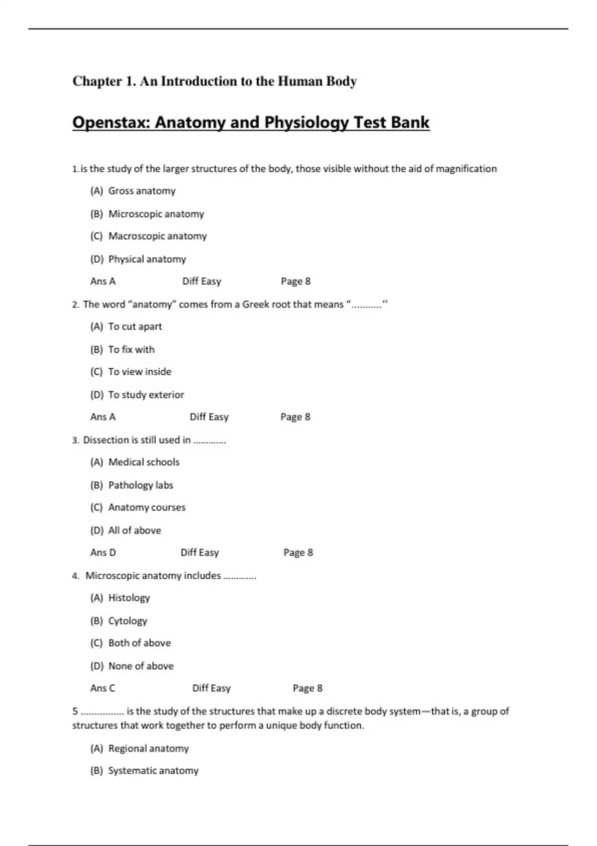 ANATOMY AND PHYSIOLOGY OPENSTAX TEST BANK Openstax Anatomy And ...