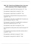 PHL 130 - Final Exam Michigan State University (MSU) Questions With Complete Solutions