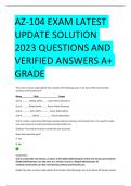 AZ-104-Renewal EXAM LATEST  UPDATE SOLUTION 2023 QUESTIONS AND  VERIFIED ANSWERS A+  GRADE