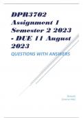 DPR3702 Assignment 1 Semester 2 2023 - DUE 11 August 2023