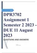 DPR3702 Assignment 1 Semester 2 2023 - DUE 11 August 2023