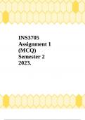 INS3705 Assignment 1 (MCQ) Semester 2 2023.