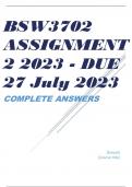 BSW3702 ASSIGNMENT 2 2023 - DUE 27 July 2023