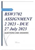 BSW3702 ASSIGNMENT 2 2023 - DUE 27 July 2023