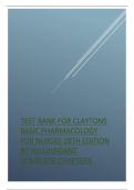 Test Bank for claytons basic pharmacology for nurses 18th edition by willihnganz complete chapters