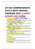 ATI RN COMPREHENSIVE 2019 A WITH VERIFIED ANSWERS 2022 …LATEST UPDATE 2023 / 2024