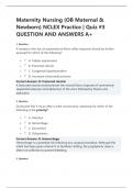 Maternity Nursing (OB Maternal &  Newborn) NCLEX Practice | Quiz #3 QUESTION AND ANSWERS A+