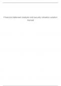 SOLUTIONS TO EXERCISE AND CASES  For  FINANCIAL STATEMENT ANALYSIS AND SECURITY VALUATION