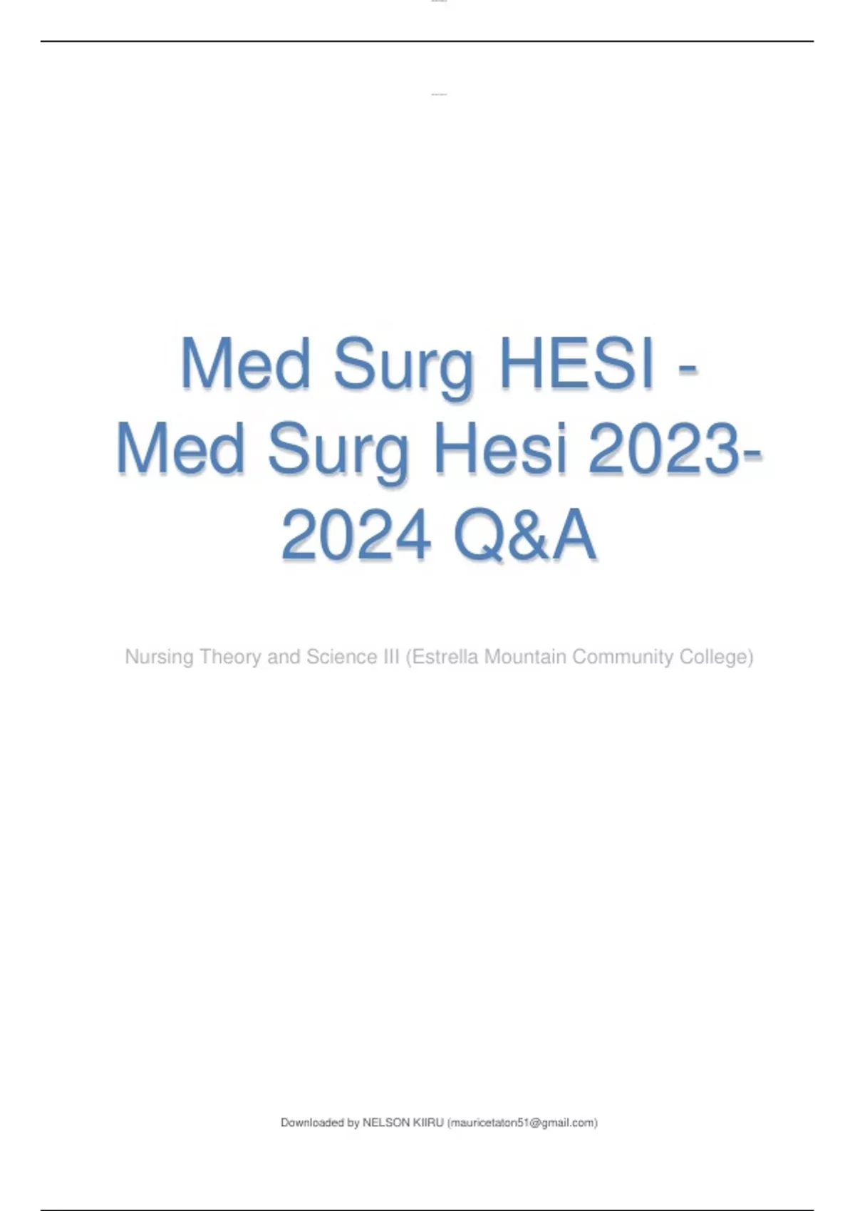 Med Surg HESI Med Surg Hesi Q&A Med Surg HESI Stuvia US