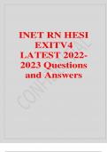 INET RN HESI EXIT V4 LATEST 2022-2023 Questions and Answers