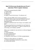 Hinf 310-Electronic Health Records Week 2 Questions With Complete Solutions