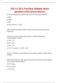 NSCA CSCS Nutrition Multiple choice questions with correct answers