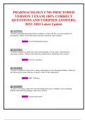 PHARMACOLOGY CMS PROCTORED VERSION 3 EXAM| 100% CORRECT  QUESTIONS AND VERIFIED ANSWERS| 2023/ 2024 Latest Update 