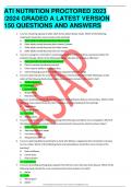 ATI NUTRITION PROCTORED 2023 /2024 GRADED A LATEST VERSION 150 QUESTIONS AND ANSWERS