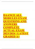 DAANCE 2023 EXAM: All Modules -With 100% Verified Answers