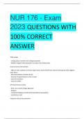 NUR176 - Exam  2023 QUESTIONS WITH 100% CORRECT  ANSWER