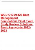 WGU C175/d426 Data Management Foundations Final exam study review solution basic key words 2022-2023