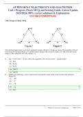 AP PHYSICS  ELECTRICITY AND MAGNETISM  Unit 1 Progress Check MCQ and Scoring Guide. Latest Update 2023/2024.100% correct solutions & Explanation  (GUARANTEED PASS)